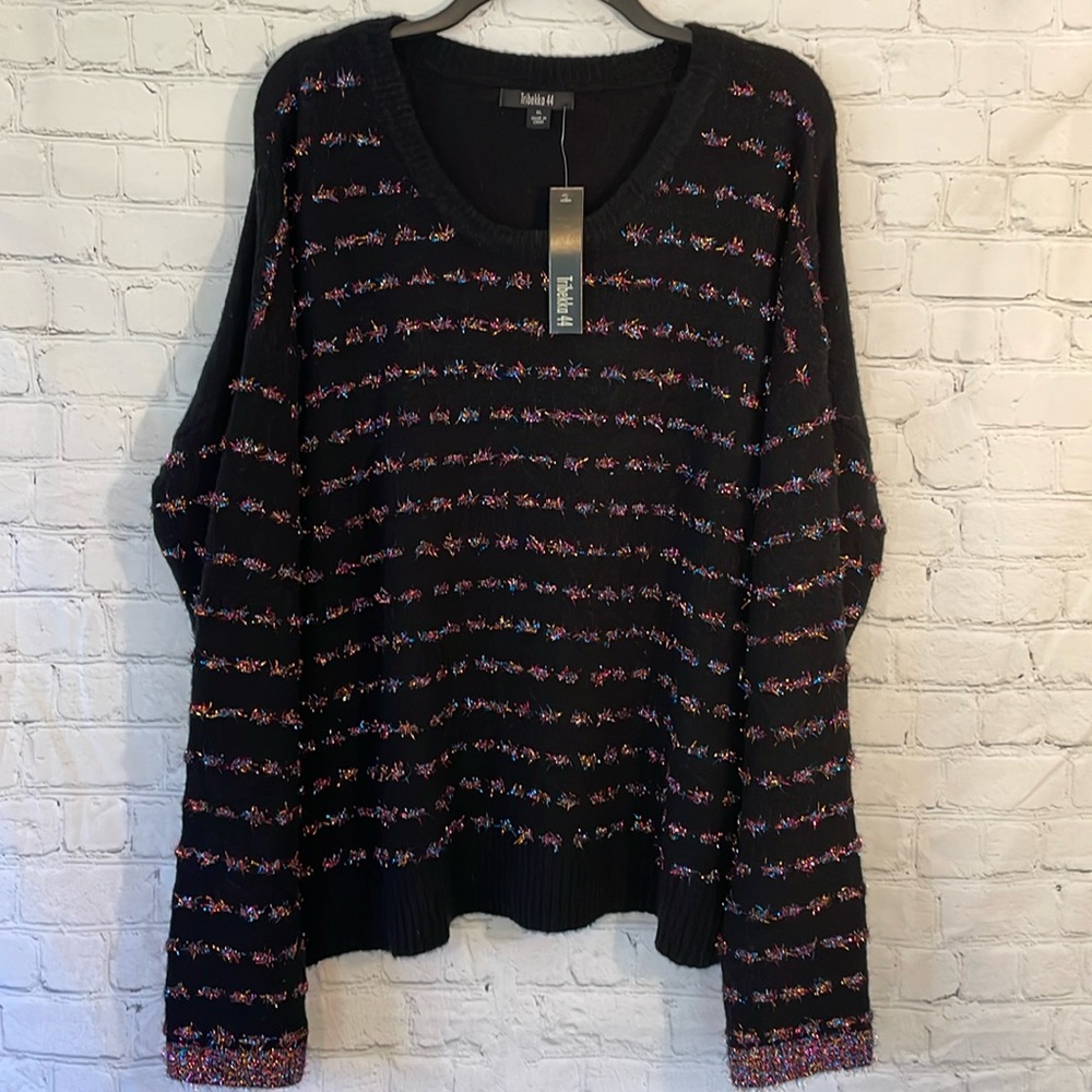 NWT Tribekka 44 Black Rainbow Tinsel Combo Sweater
